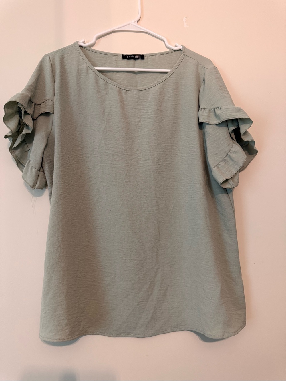 Ruffled Short Sleeve Top in Sage Green